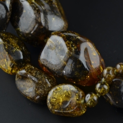 Amber necklace green color beads